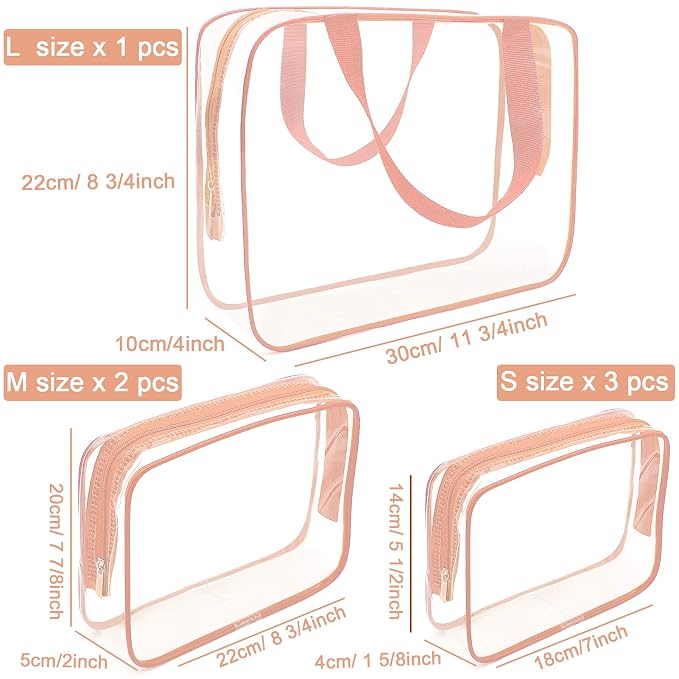 APREUTY Clear Makeup Bags, TSA Approved 6 Pcs Cosmetic Makeup Bags Set Clear PVC - Image 6