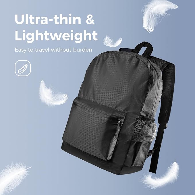 pack all 20L Lightweight Packable Backpack, Water Resistant Foldable Backpack - Image 6