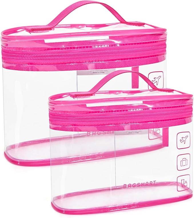 BAGSMART TSA Approved Toiletry Bag, 2 Pack Clear Makeup Cosmetic Bag Organizer by BAGSMART
