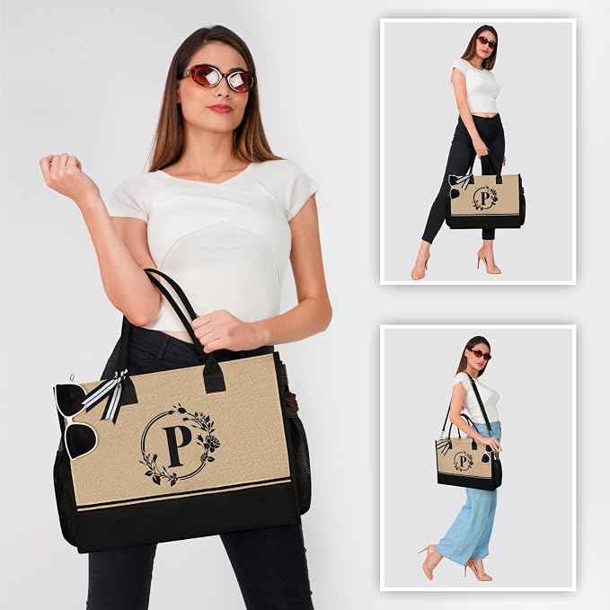 TOPDesign Personalized Initial Canvas Tote Bag, - Image 5