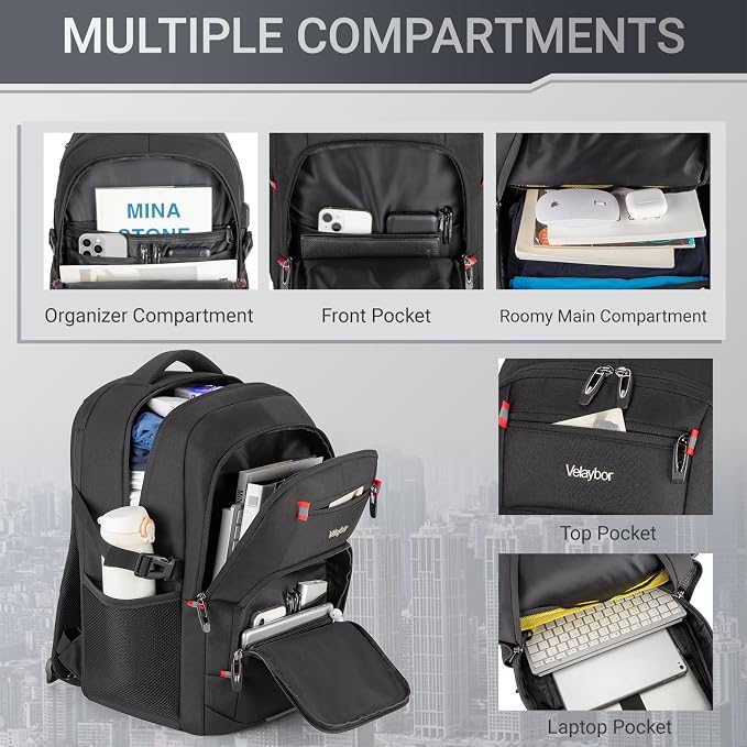 40L Expandable Laptop Backpack, Anti-thief Travel Backpack - Image 2