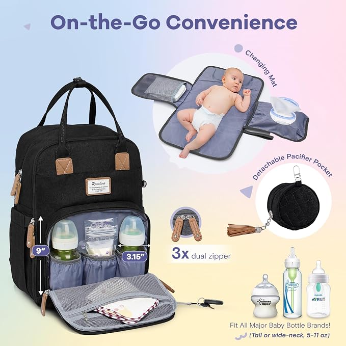 RUVALINO Diaper Bag Backpack, Large Capacity, Waterproof - Image 3