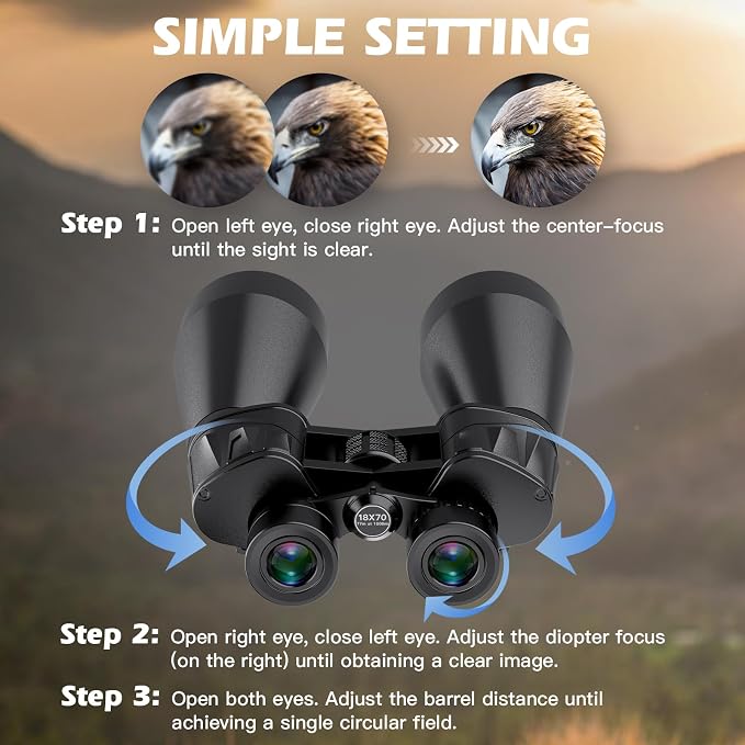 18x70 Binoculars for Adults High Powered, Large Aperture 70mm Astronomy - Image 4