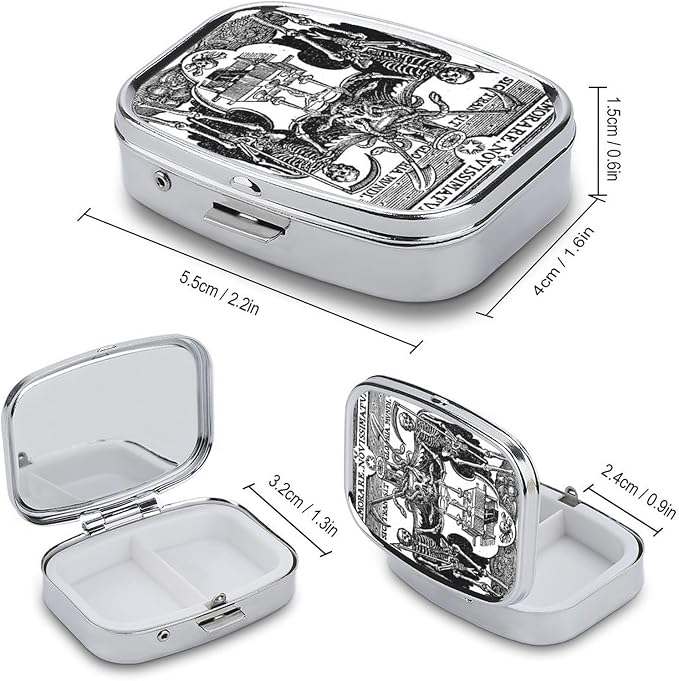 Metal 2 Compartment Pill Organizer Travel Friendly Portable Compact Pill Box - Image 2