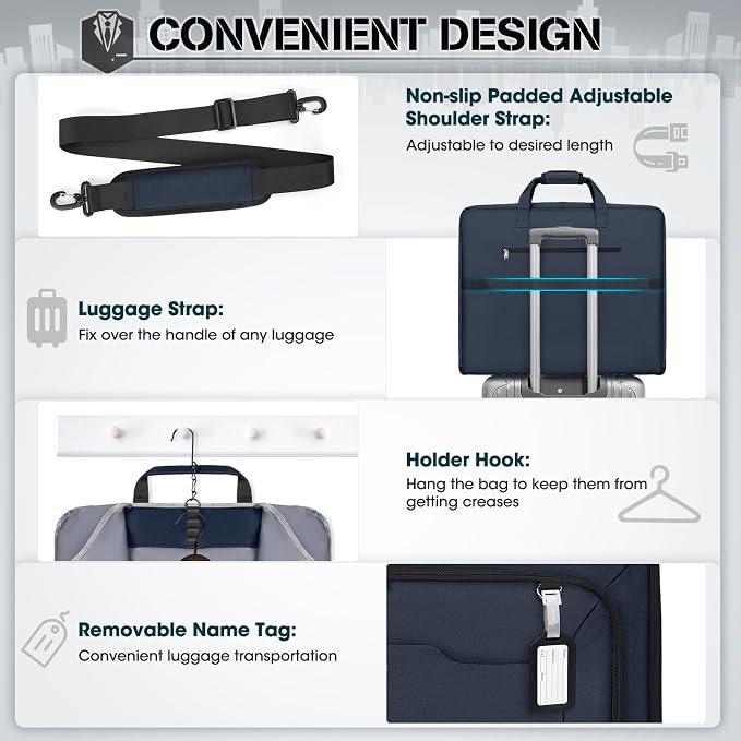 RAINSMORE Garment Bags for Travel Carry On Garment Bag for Hanging Clothes - Image 5