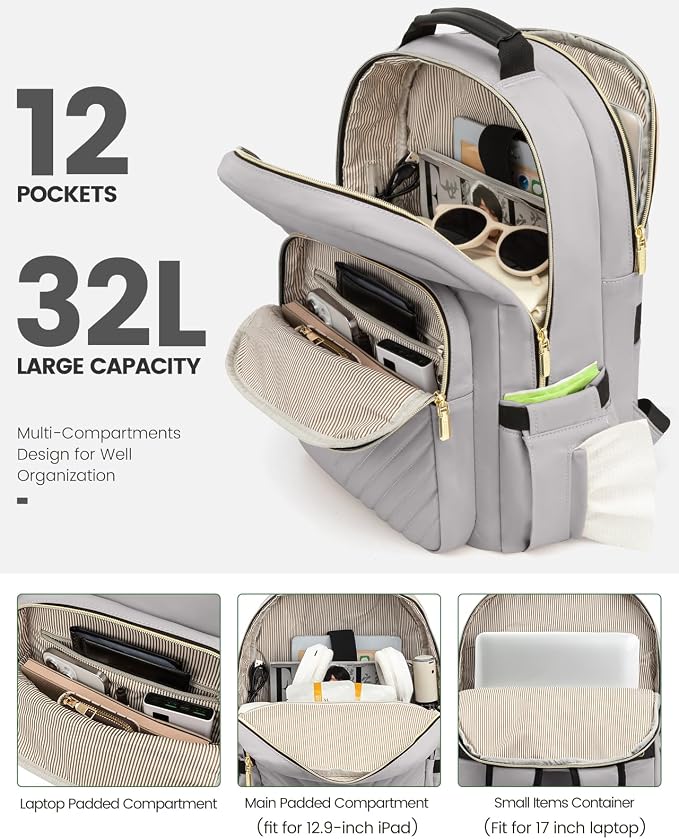LOVEVOOK Laptop Backpack for Women, Travel Computer Work Bags - Image 2