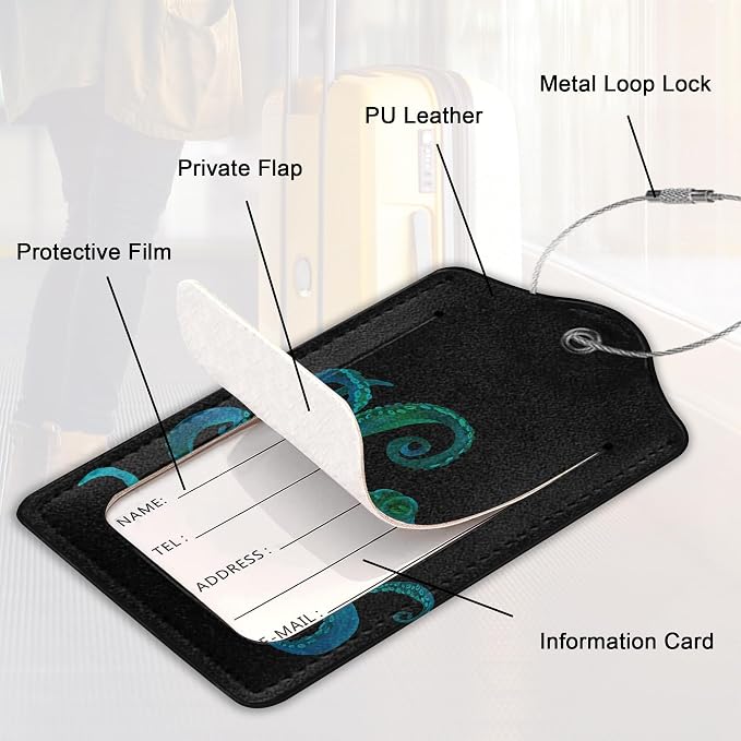 2 Pack PU Leahter Luggage Tag - Image 3