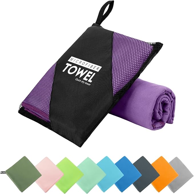 Microfiber Travel Towel, Soft Lightweight Quick Dry Towel, Super Absorbent by ZIUDBOC