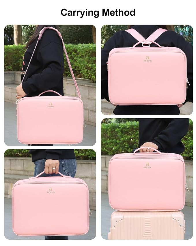 Relavel Makeup Bag with LED Mirror, 16.2 inches Large Professional Makeup Case - Image 6