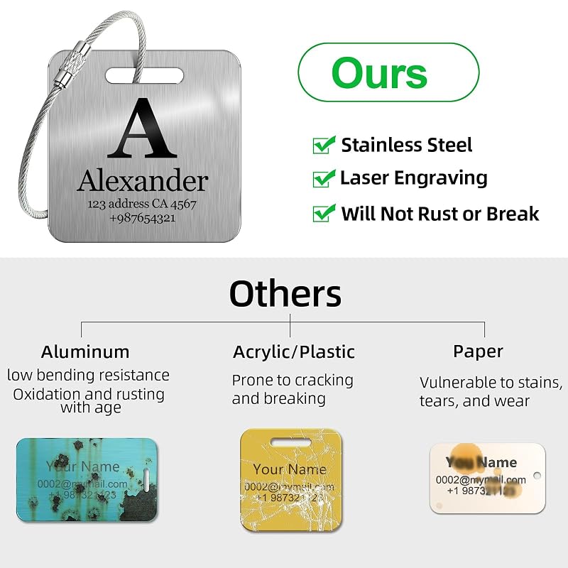 Customized Stainless Steel Luggage Tags: Personalize Your Suitcases, and Bags - Image 8