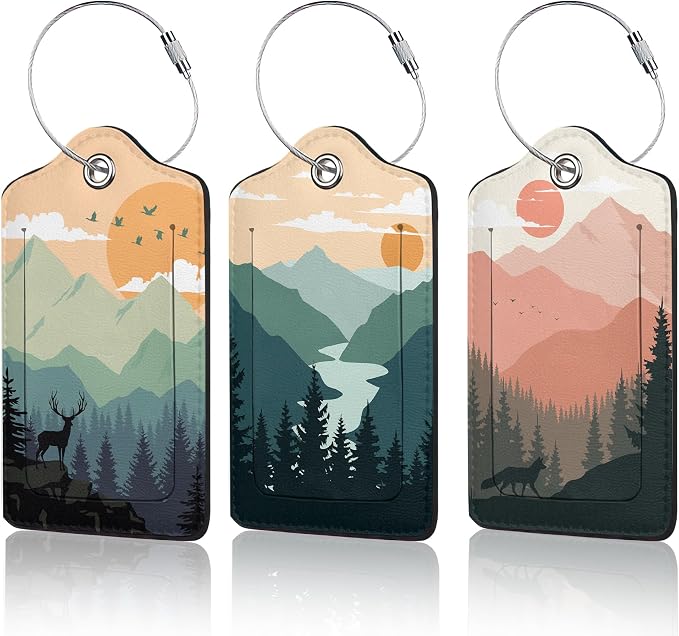 Sunset Landscape Luggage Tag for Suitcase, Mountain Tree Design by Unknown