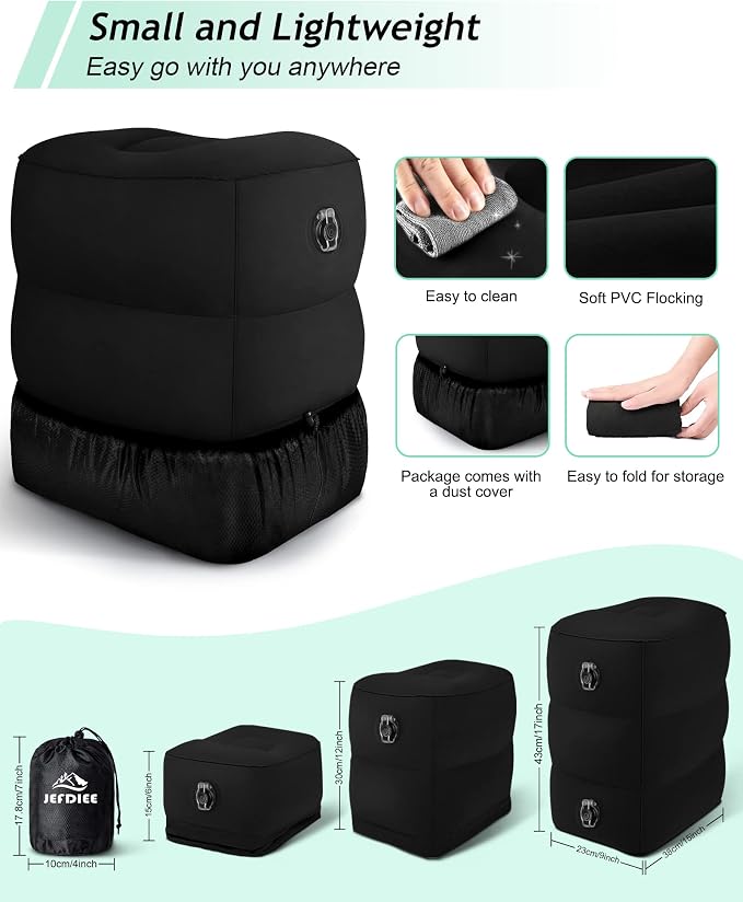 JefDiee Inflatable Travel Foot Rest Pillow, Kids Airplane Bed, Adjustable 3 - Image 3