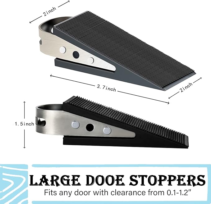 Shackcom Rubber Door Stopper Wedge, 6 Pack Black Heavy Duty Door Stop Suitable - Image 2