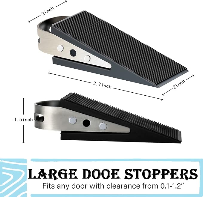 Shackcom Rubber Door Stopper Wedge, 1 Pack Black Heavy Duty Door Stop Suitable - Image 2