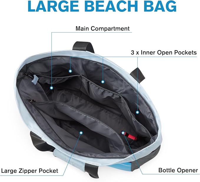 G4Free Beach Bag, Waterproof Sandproof Beach Tote Bag, Large Capacity Foldable - Image 5