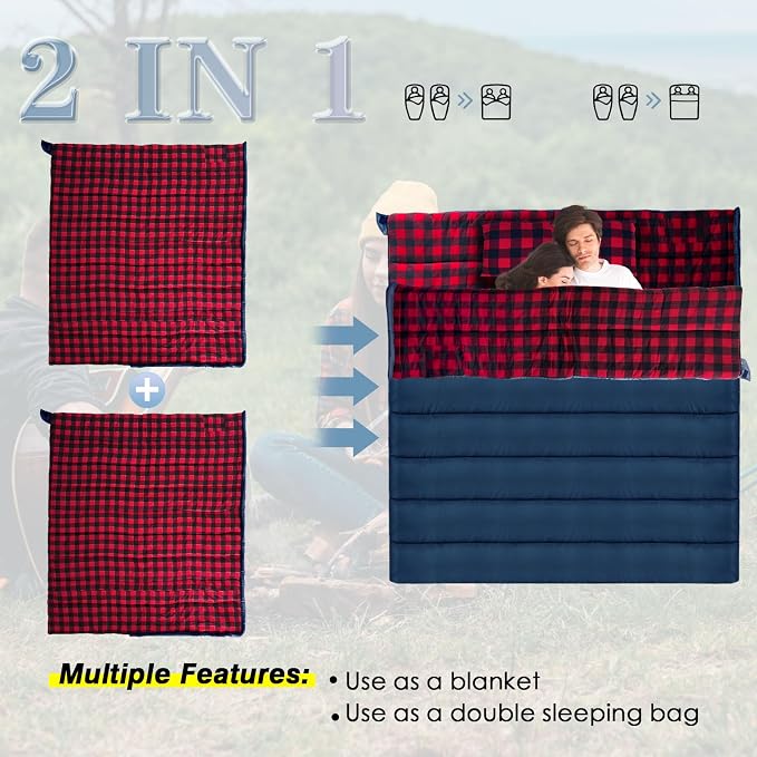 0 Degree Sleeping Bag Cotton Flannel Winter Cold Weather - Image 5
