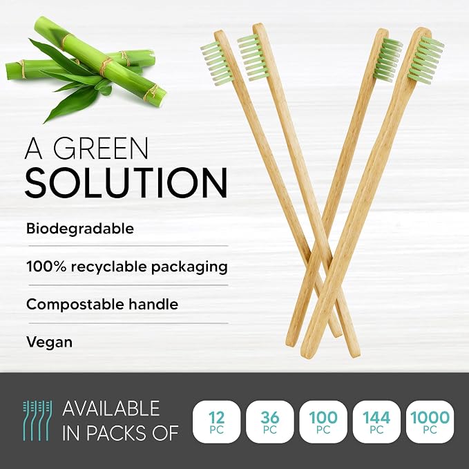 144 Pack Disposable Bamboo Toothbrushes - Image 2