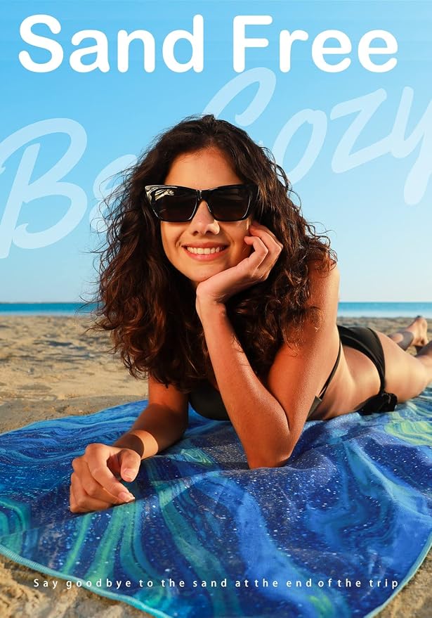 2 Pack Microfiber Lightweight Beach Towel Sand Free Quick Dry Absorbent Thin - Image 4