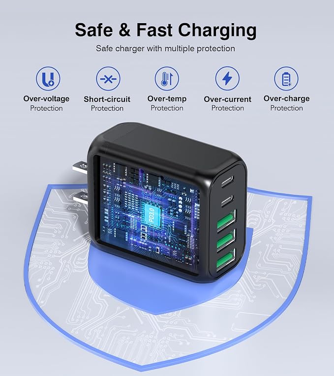 50W USB C Wall Charger Block, 5-Port C Charger Fast Charging Block PD Power - Image 3