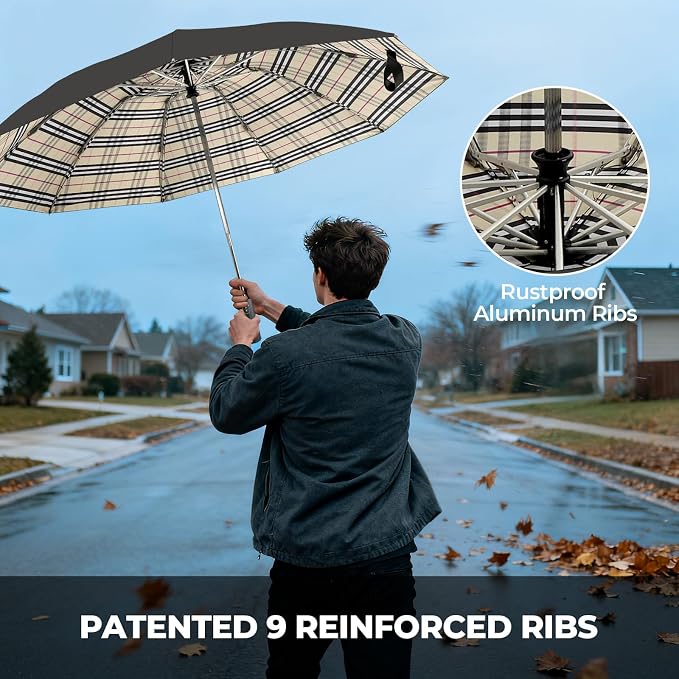 LLanxiry Compact Travel Umbrella, Mini Windproof Umbrellas - Image 3