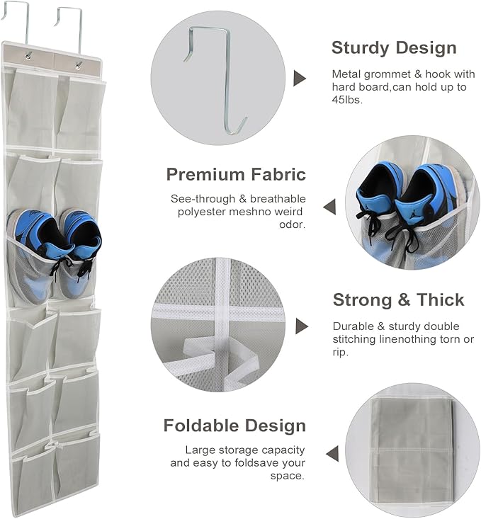 Over the Door 12 Pocket Hanging Shoe Organizer - Image 4