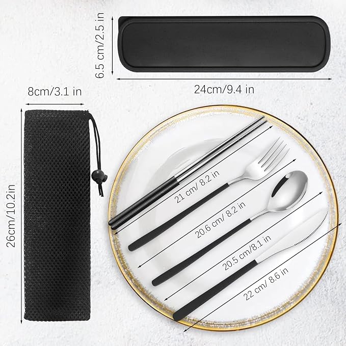 Reusable Utensils with Case, Travel Silverware Set with Case, 18/8 Stainless - Image 7