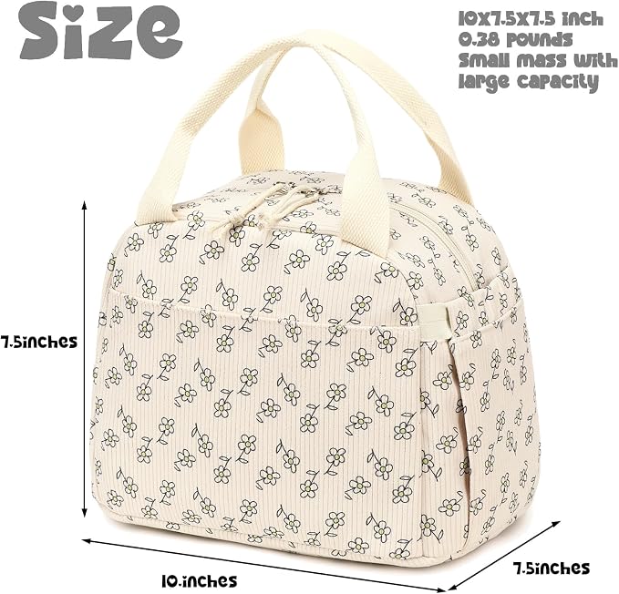 Bluboon Lunch Bag for Women Men Cute Corduroy Lunch Tote Bags Reusable - Image 2