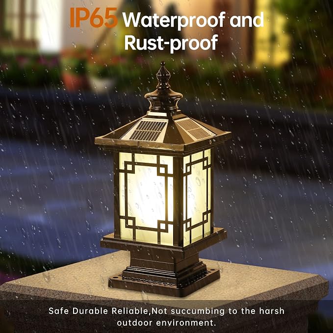 LED Solar Post Light Outdoor, Aluminum Fence Post Cap Lamp Remote Control - Image 4