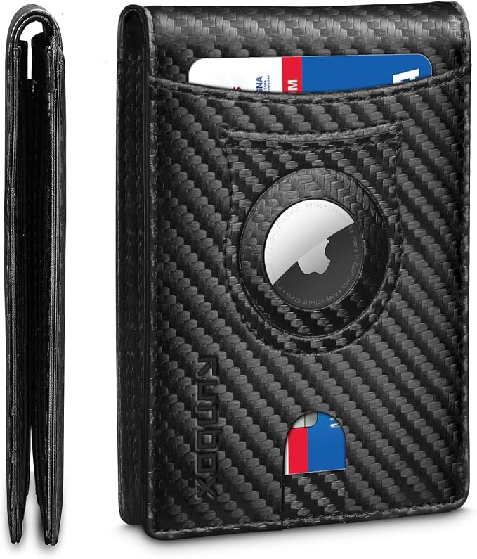 RUNBOX AirTag-Wallet-Mens-Slim-RFID Blocking Wallets Leather by RUNBOX