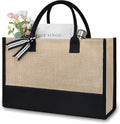 TOPDesign Personalized Initial Jute/Canvas Beach Bag, Monogrammed Gift Tote Bag by TOPDesign