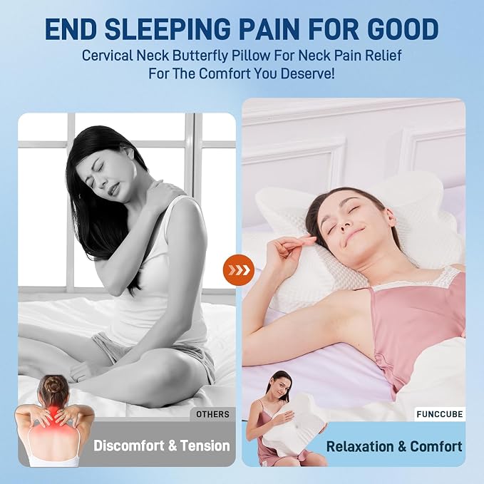 Cervical Neck Pillow for Sleeping, Dual Height Contour Memory Foam Pillow for - Image 2