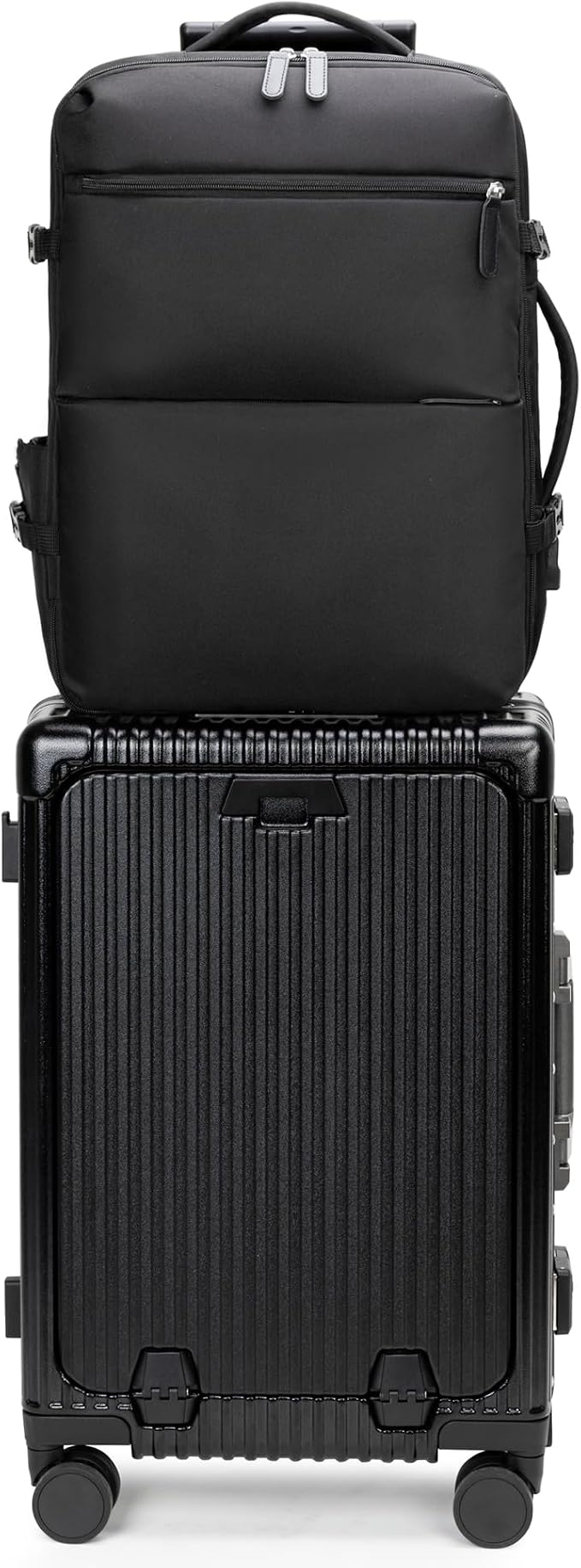 feilario 2 Piece Set 20in Aluminium Frame PC Hard Shell Spinner Wheels Luggage by feilario