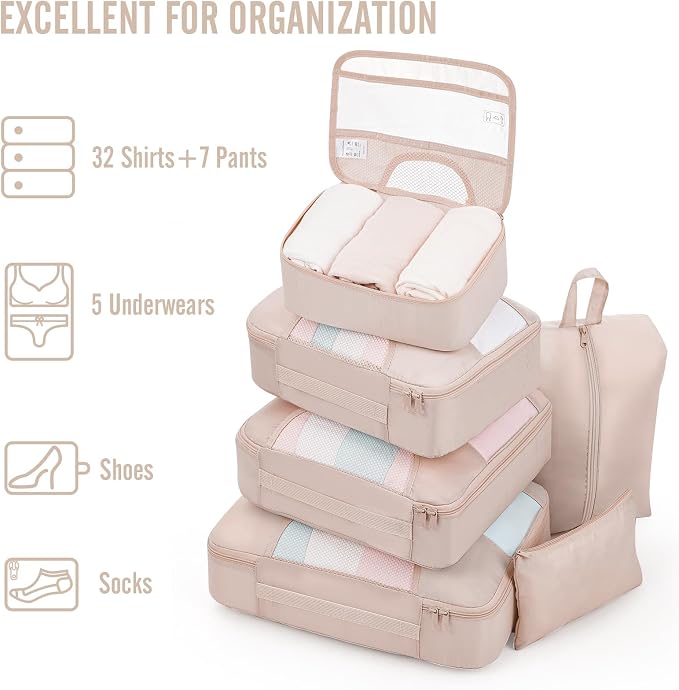 Veken 8 Set Packing Cubes for Travel, Beach Vacation Essentials Accessories for - Image 5