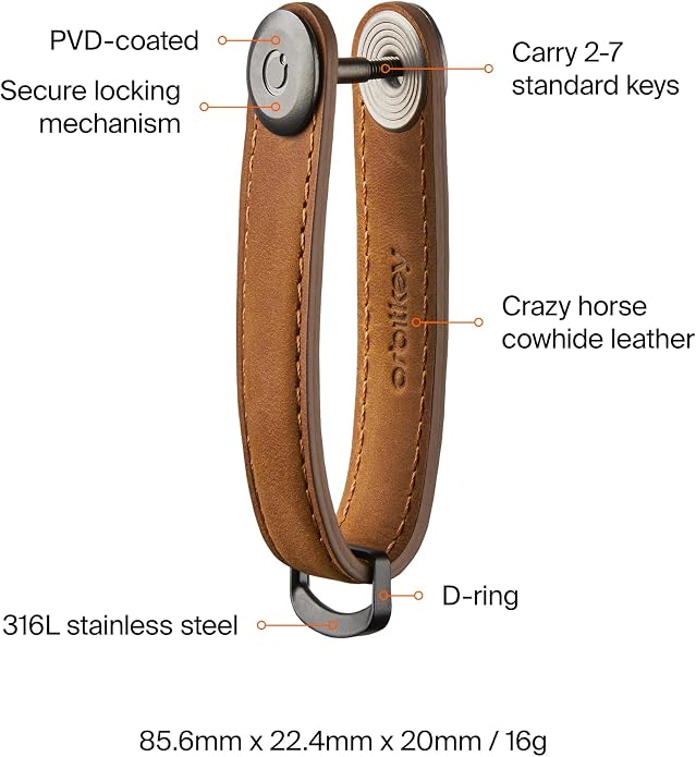 Orbitkey Crazy Horse Leather Key Organizer | Quiet Profile | Holds up to 7 Keys - Image 5