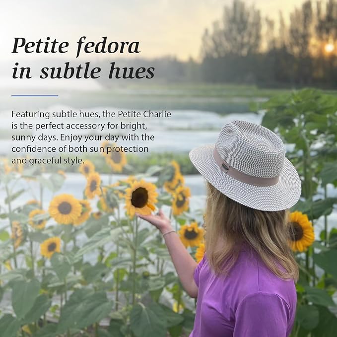 Wallaroo Hat Company Women’s Petite Charlie Fedora – UPF 50+, Packable Design - Image 3