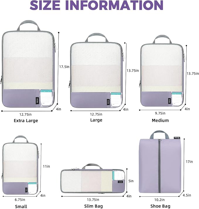 BAGAIL 6 Set/4 Set Lightweight Compression Packing Cubes - Image 4