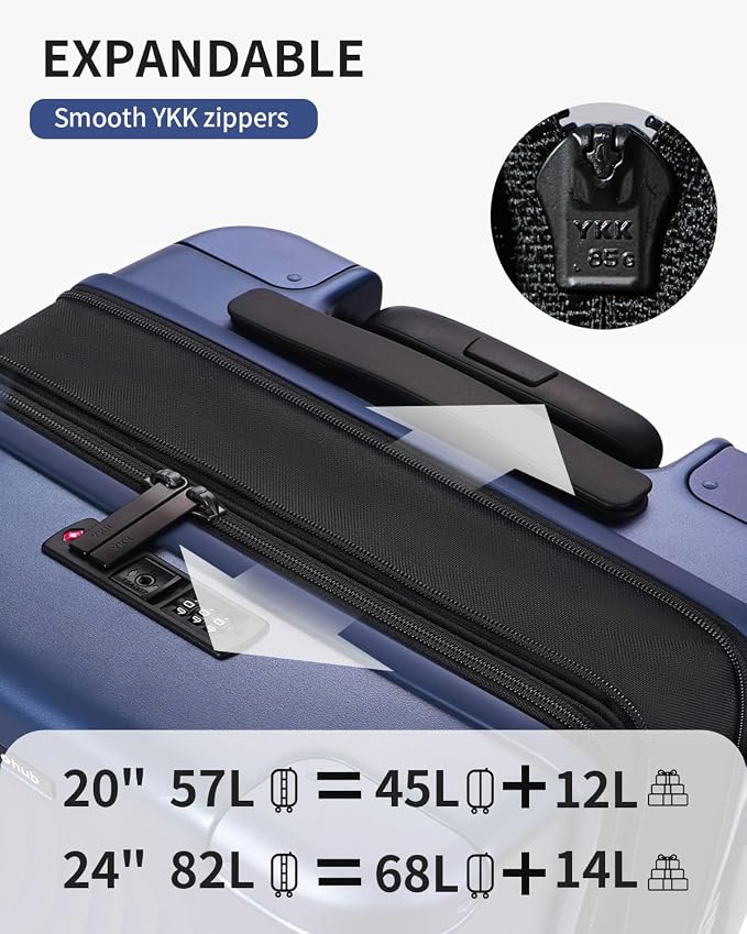 ECOHUB Hardside Expandable Carry On Luggage Sets, Recycled PC 20/24" Rolling - Image 4