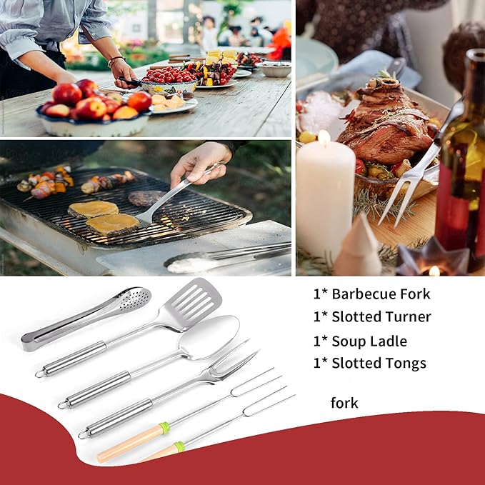 Portable Camping Kitchen Utensil Set-27 Piece Cookware Kit, Stainless Steel - Image 5