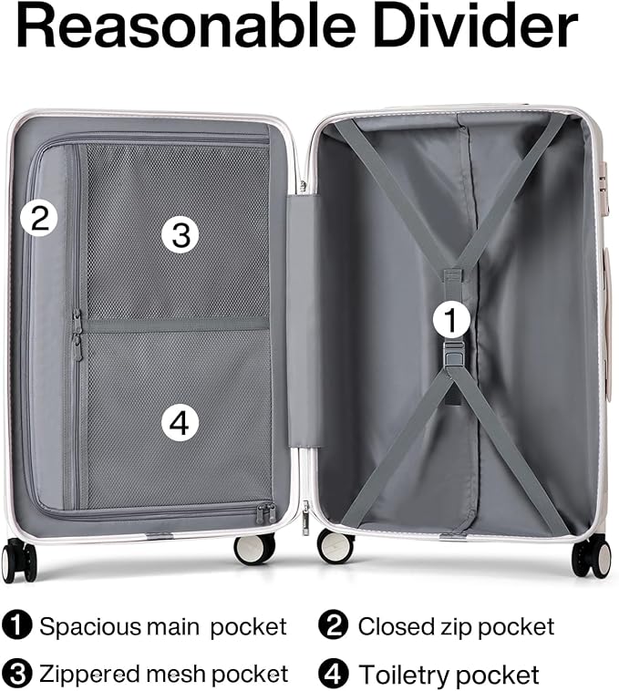 Hanke 20 Inch Carry On Luggage 22x14x9 Airline Approved Lightweight PC Hard - Image 4