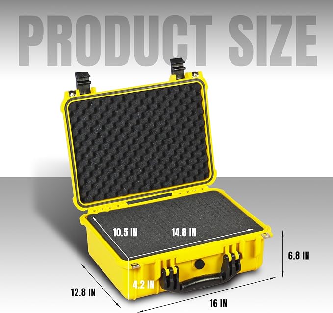16x 12.8x 6.8 Inch Hard Case, Portable Weather Waterproof Protective Camera Case - Image 2