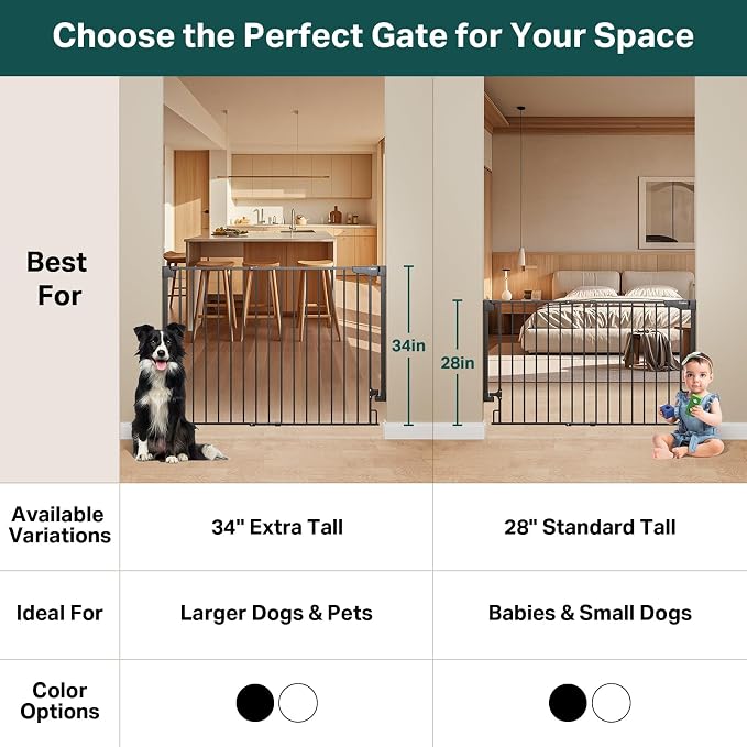 Cumbor 34" Extra Tall No Bottom Bar Baby Gate - Image 5