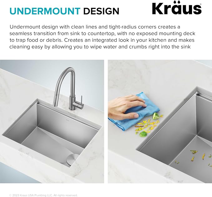 KRAUS Kore 21-Inch Undermount Workstation 16 Gauge Single Bowl Stainless Steel - Image 8
