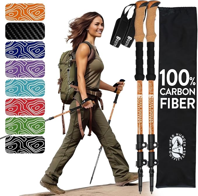 100% Carbon Fiber Trekking Poles by USA Brand by HikerHungerOutfitters