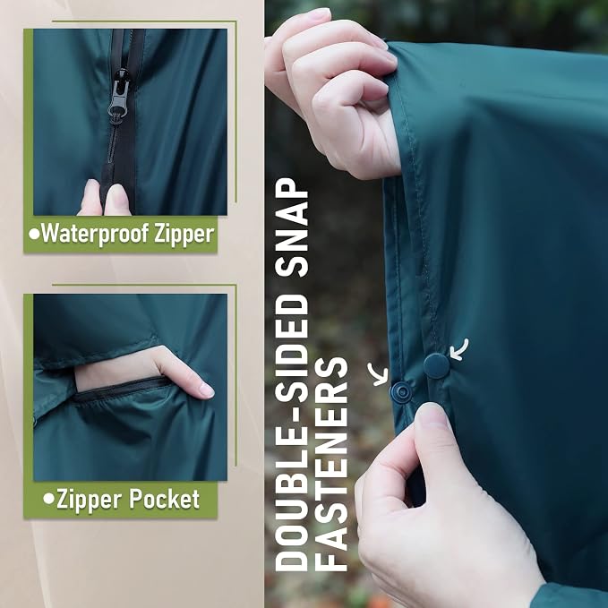 SaphiRose Unisex Rain Poncho Raincoat Hooded - Image 4