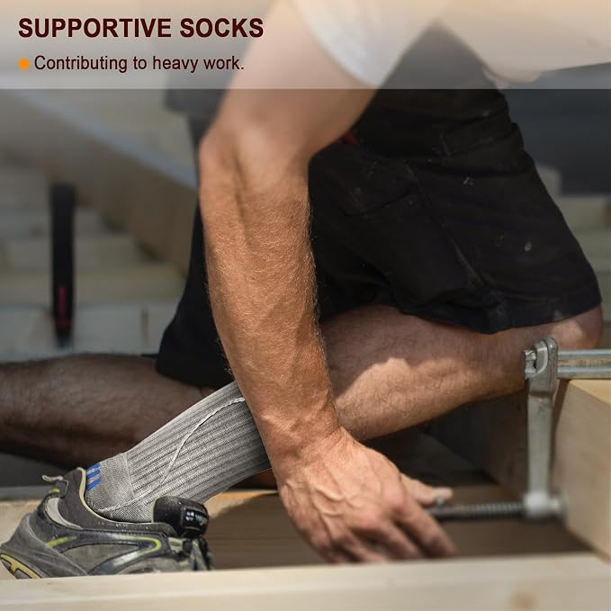 BULLIANT Compression Socks for Men 6Pairs, Athletic Crew Socks Cushioned For - Image 8