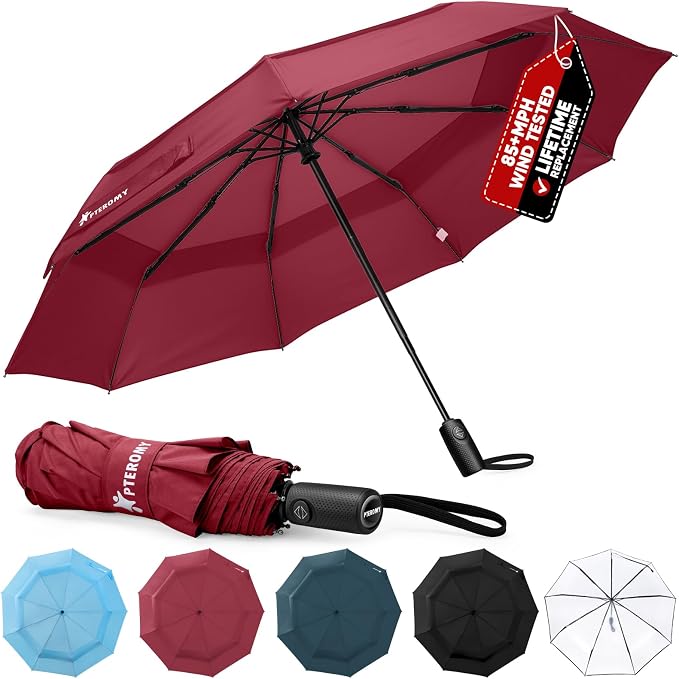 PTEROMY Windproof Compact Travel Umbrellas by PTEROMY