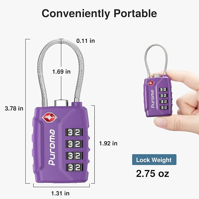 Puroma 2 Pack TSA Approved Luggage Locks, 4 Digit Combination Travel Locks - Image 3