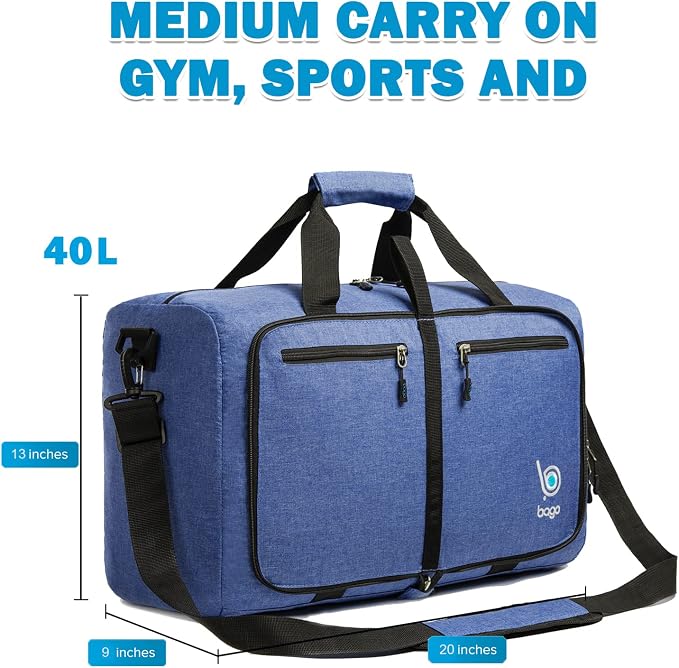 Bago Foldable Duffel Bags for Traveling Women & Men - 40L Sports Packable - Image 3