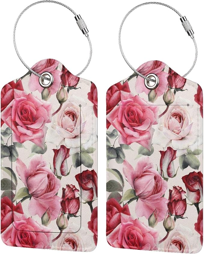 2PC Red Rose Flower Luggage Tag by OUZPGAQ
