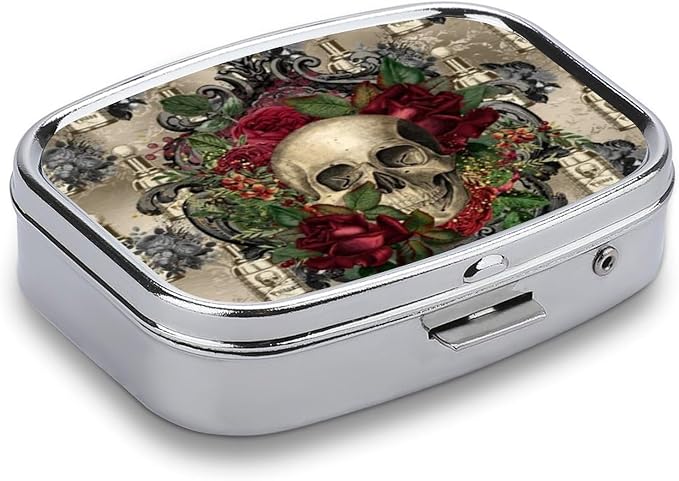 Metal 2 Compartment Pill Organizer Travel Friendly Portable Compact Pill Box - Image 2